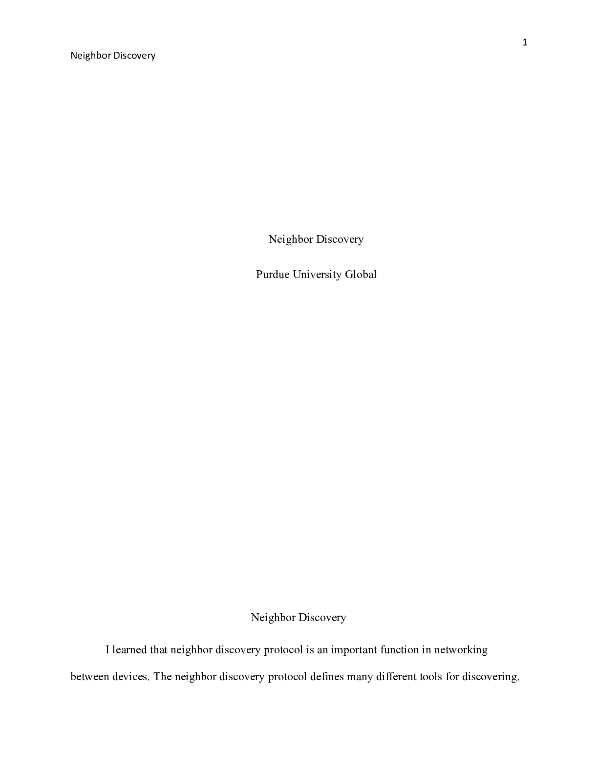 Preview image for IT283M3 Part2.docx    Neighbor Discovery  Purdue University Global  Neighbor Discovery   I